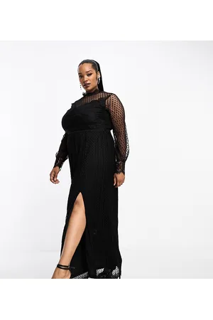 TFNC High neck maxi dress with lace detail in
