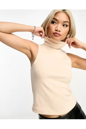 Something New X GORPECORE SQUAD fleece high neck sleeveless tank top in stone