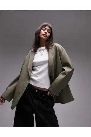 Topshop Co-ord extreme grandad blazer in dark khaki