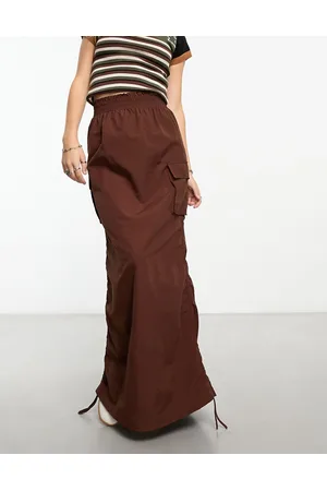 Something New X GORPECORE SQUAD ruched side cargo maxi skirt in
