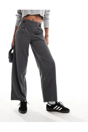JDY High waisted crop wide fit tailored trousers in dark