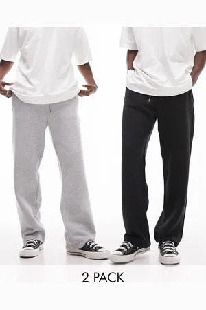 Topman 2 pack straight leg jogger in black and grey marl
