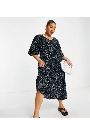 MANGO Curve ruched front midi dress in