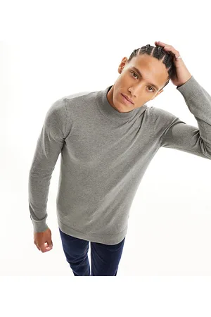 Threadbare Tall cotton turtle neck jumper in light marl
