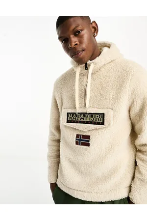 Napapijri Burgee sherpa 1/4 zip hooded fleece in off