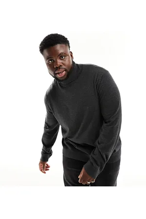 Threadbare Plus cotton roll neck jumper in charcoal marl