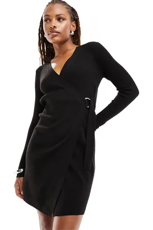 JDY Wrap knitted mini dress in
