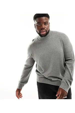 Threadbare Plus cotton turtle neck jumper in light marl