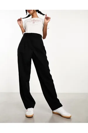 Monki Tapered leg trousers with pleat front in