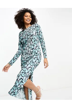 Glamorous Long sleeve maxi dress in floral plisse