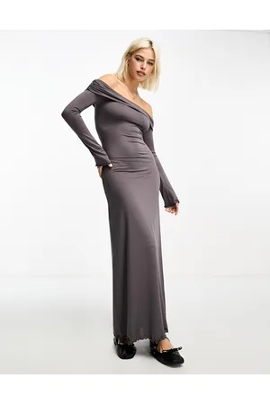 COLLUSION Bardot maxi dress in grey