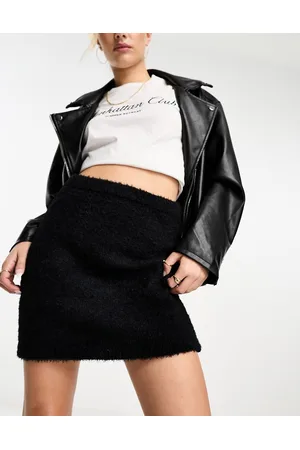 Monki Mini fluffy knit skirt in