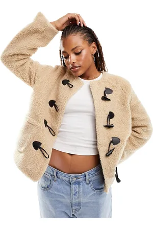 ONLY Borg duffel jacket in cream