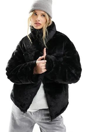 French Connection Faux fur funnel neck jacket in