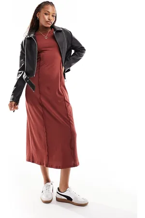 ONLY Seam detail maxi dress in rust