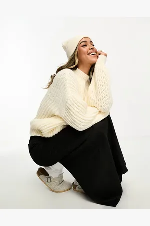 Urban Threads Oversized fisherman jumper in cream