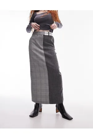 Topshop Mix and match check mens waistband midi skirt in
