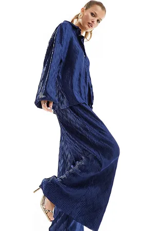 ONLY Plisse trouser co-ord in metallic