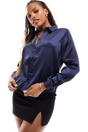 JDY Satin shirt in midnight blue