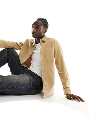 Tommy Hilfiger Relaxed logo corduroy shirt in sand