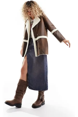 Native Youth Faux shearling vintage look faux leather jacket in