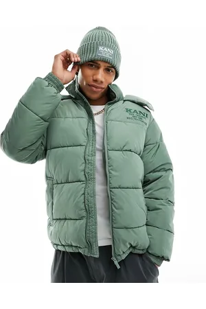 Karl Kani Retro hooded puffer jacket in dusty