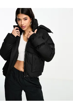 The Couture Club Oversized cropped puffer jacket in with tie hem