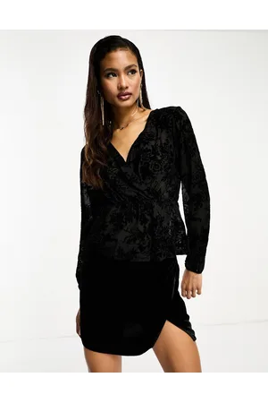 JDY Wrap mesh blouse in floral