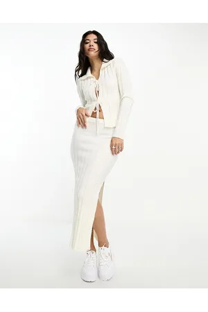 Kaiia Knitted maxi skirt co-ord in cream