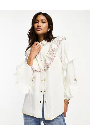 Never Fully Dressed Ruffle sleeve embroidered shirt in