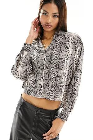 New Look Chiffon button through shirt in snake print