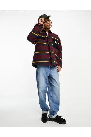 Carhartt Oregon striped jacket in burgundy
