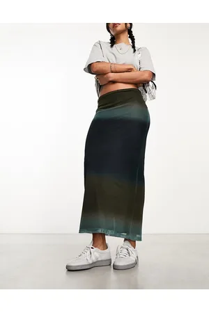 Pimkie Mesh column maxi skirt in blue ombre