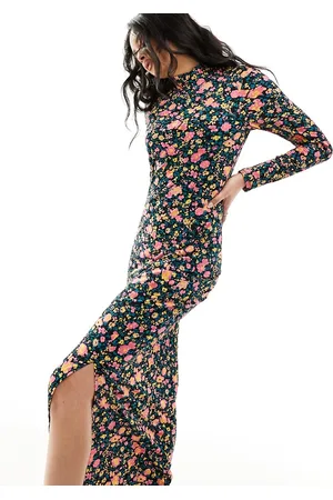 ONLY Long sleeve high neck maxi dress in floral