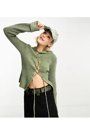 COLLUSION Asymmetric tie up jumper in marl