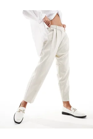ONLY High waisted tailored trousers in stone