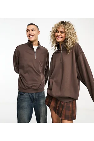 COLLUSION Unisex half zip funnel neck in