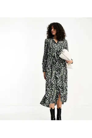 JDY Belted midi shirt dress In abstract animal print