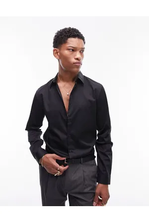Topman Long sleeve sateen shirt in