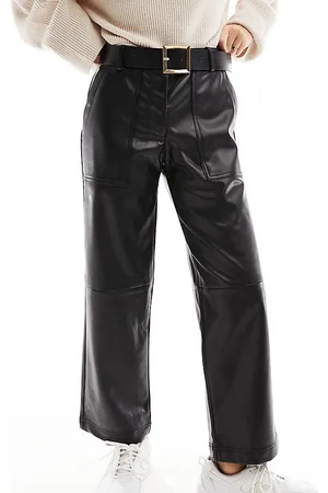 ONLY Faux leather straight leg trousers in