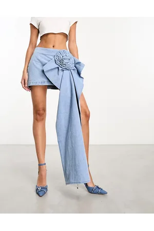 KYÒ The Brand denim corsage detail mini skirt in wash