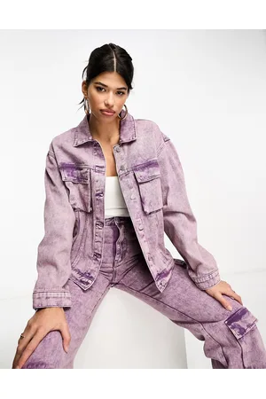 KYÒ The Brand denim metallic pocket detail jacket co-ord in lilac