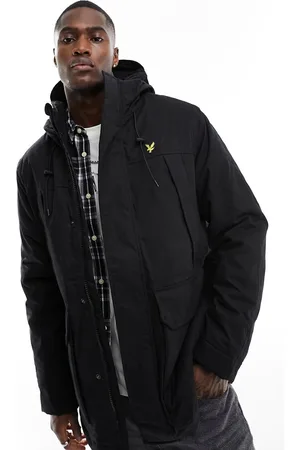 Lyle & Scott Icon logo microfleece hooded parka coat in