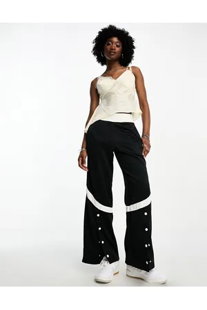 Jordan Heritage wide leg popper trousers in