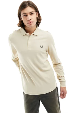 Fred Perry Long sleeve logo polo in dark caramel