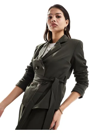 VERO MODA Tailored belted jacket co-ord in khaki