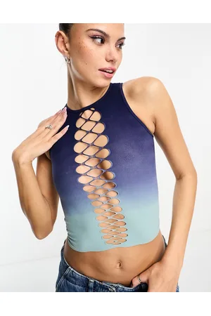 The Kript Seamless lattice front tank top in ombre