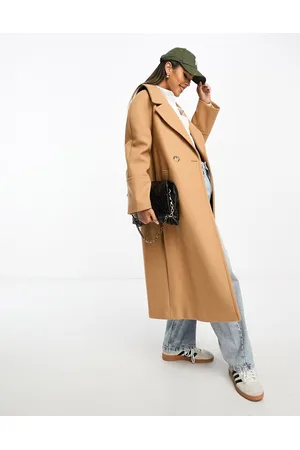 River Island Oversized double breasted slouch coat in light