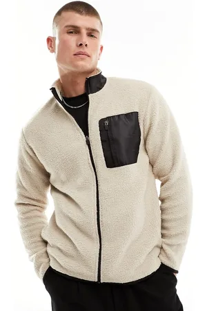 Only & Sons Fleece full zip in beige