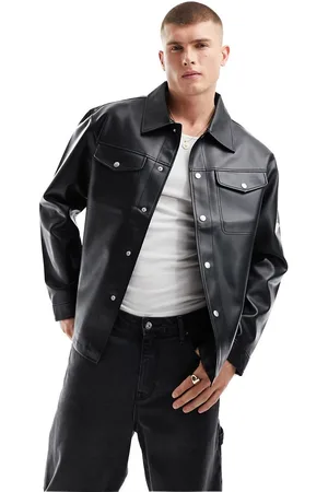 JACK & JONES Faux leather overshirt in
